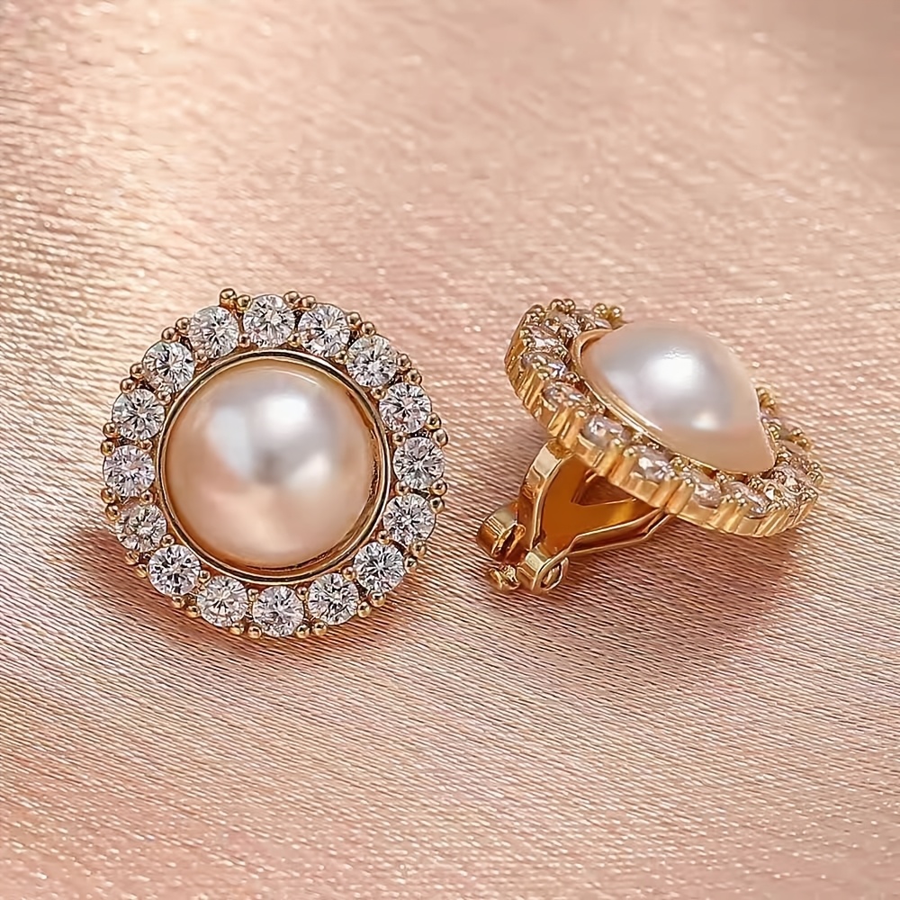 Zirconia Decor Clip On Earrings, Pastoral Style, No Piercing